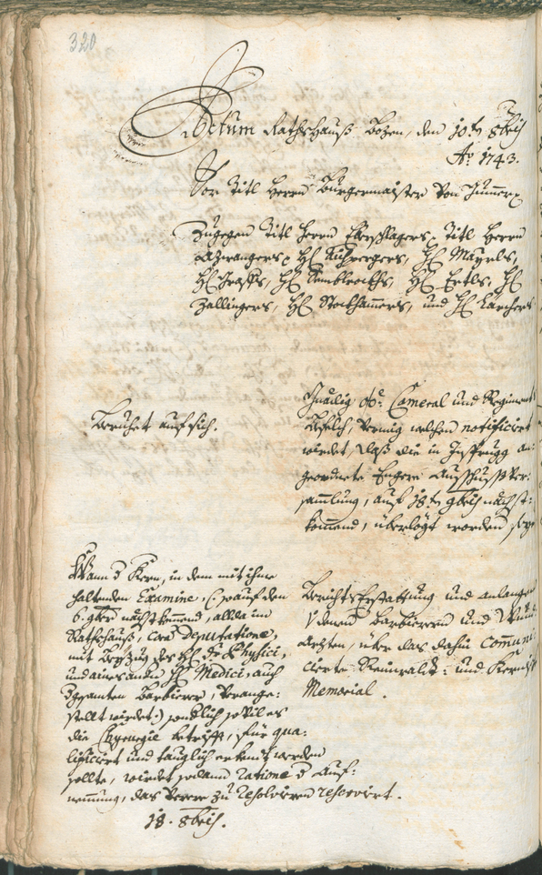 Stadtarchiv Bozen - BOhisto Ratsprotokoll 1741/44 