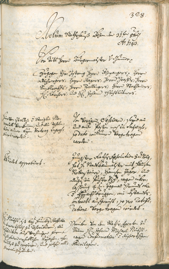 Stadtarchiv Bozen - BOhisto Ratsprotokoll 1741/44 