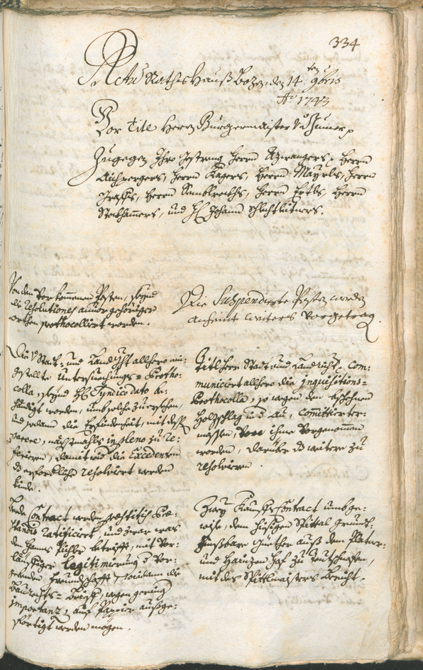 Stadtarchiv Bozen - BOhisto Ratsprotokoll 1741/44 