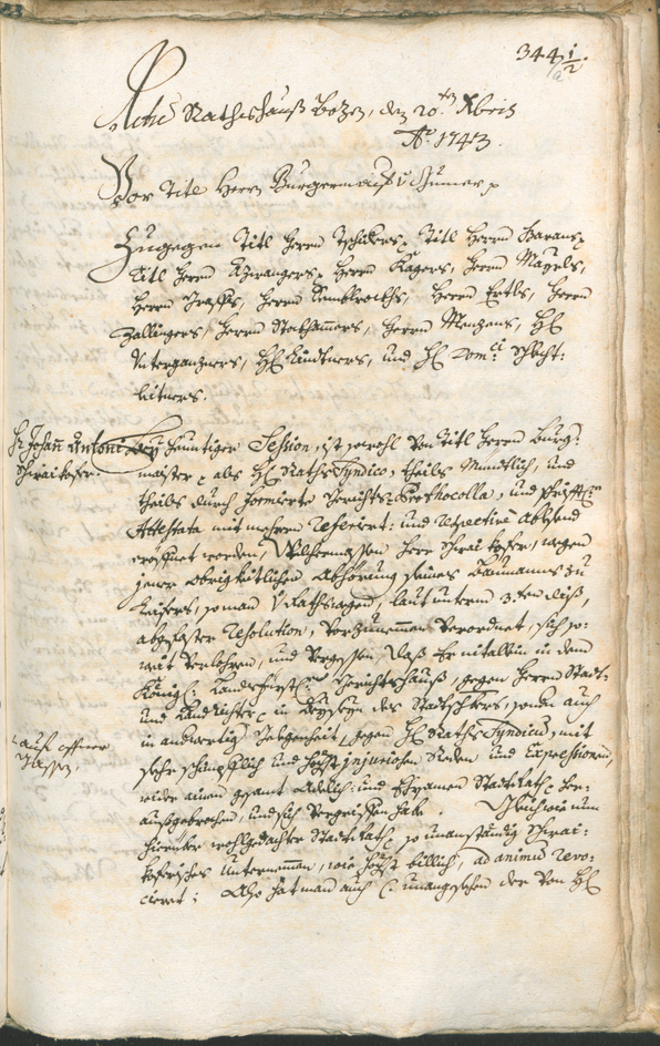 Archivio Storico della Città di Bolzano - BOhisto protocollo consiliare 1741/44 