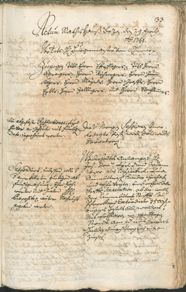 Stadtarchiv Bozen - BOhisto Ratsprotokoll 1741/44 