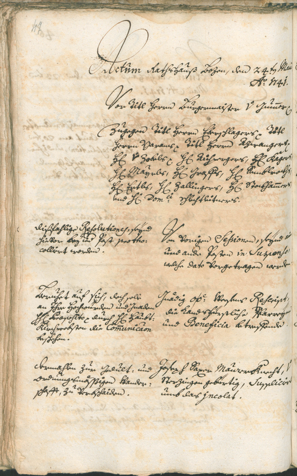 Archivio Storico della Città di Bolzano - BOhisto protocollo consiliare 1741/44 