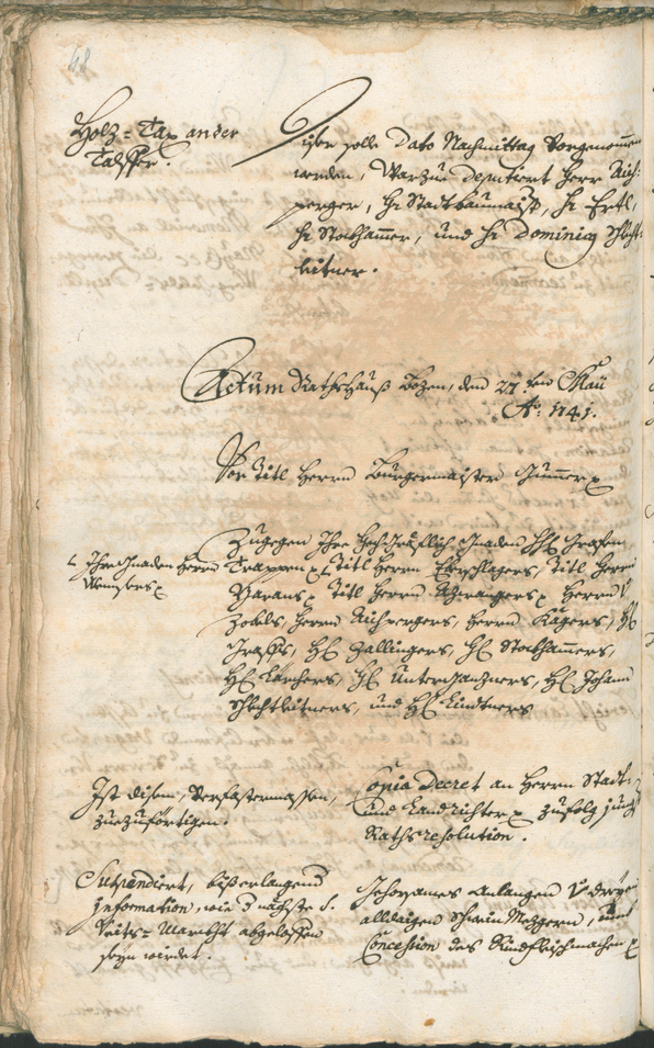 Stadtarchiv Bozen - BOhisto Ratsprotokoll 1741/44 