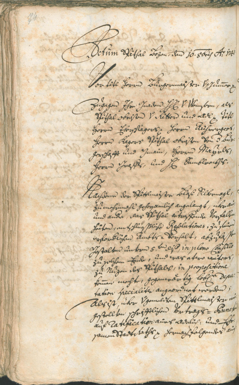 Stadtarchiv Bozen - BOhisto Ratsprotokoll 1741/44 