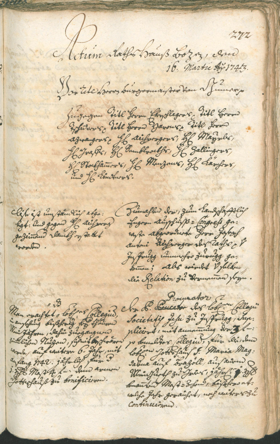 Stadtarchiv Bozen - BOhisto Ratsprotokoll 1741/44 