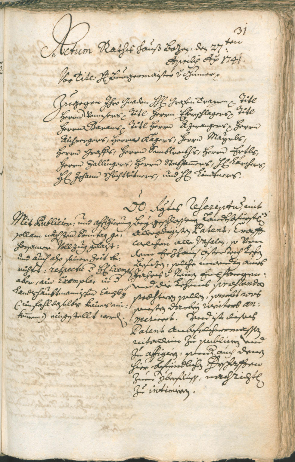 Archivio Storico della Città di Bolzano - BOhisto protocollo consiliare 1741/44 
