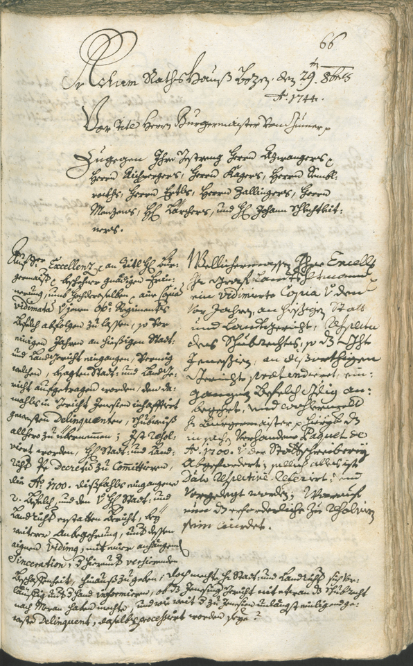 Stadtarchiv Bozen - BOhisto Ratsprotokoll 1744/47 