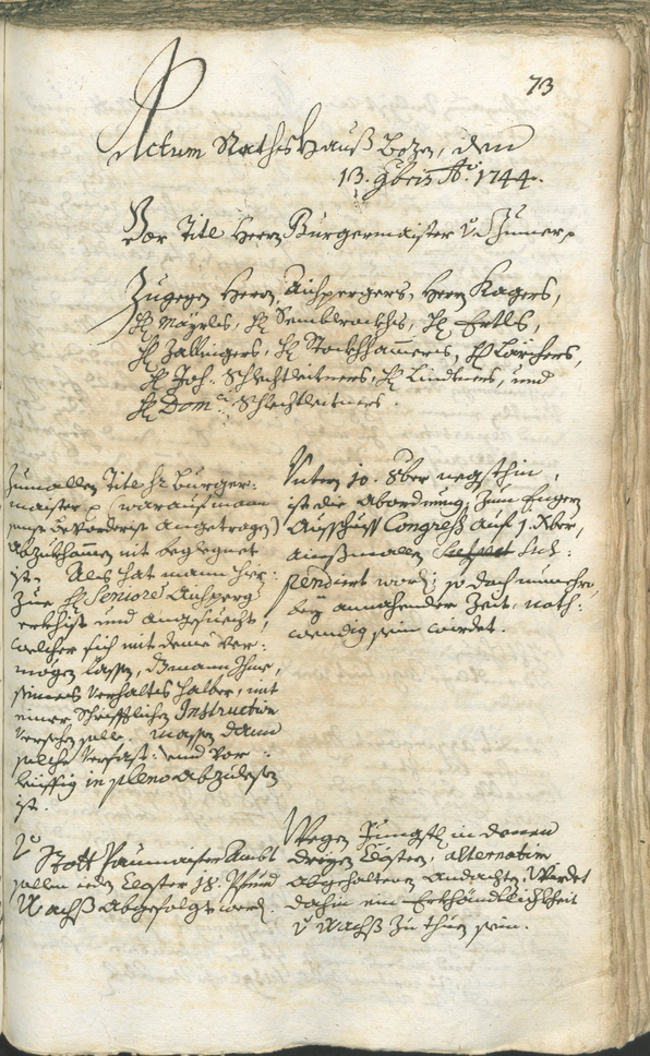 Stadtarchiv Bozen - BOhisto Ratsprotokoll 1744/47 