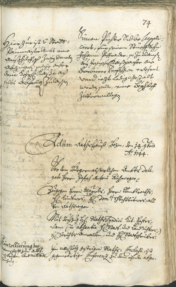 Stadtarchiv Bozen - BOhisto Ratsprotokoll 1744/47 