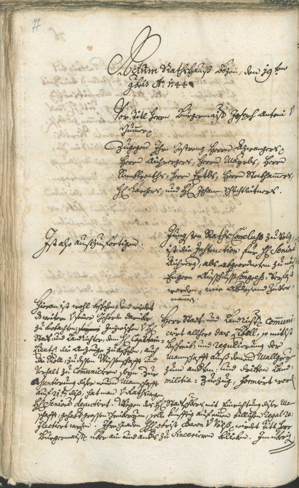 Stadtarchiv Bozen - BOhisto Ratsprotokoll 1744/47 