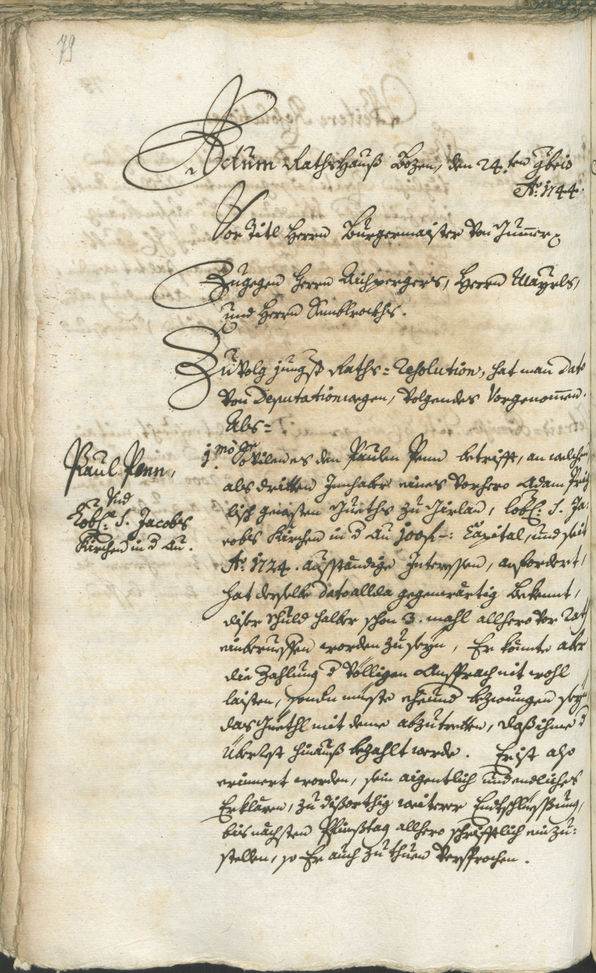 Stadtarchiv Bozen - BOhisto Ratsprotokoll 1744/47 