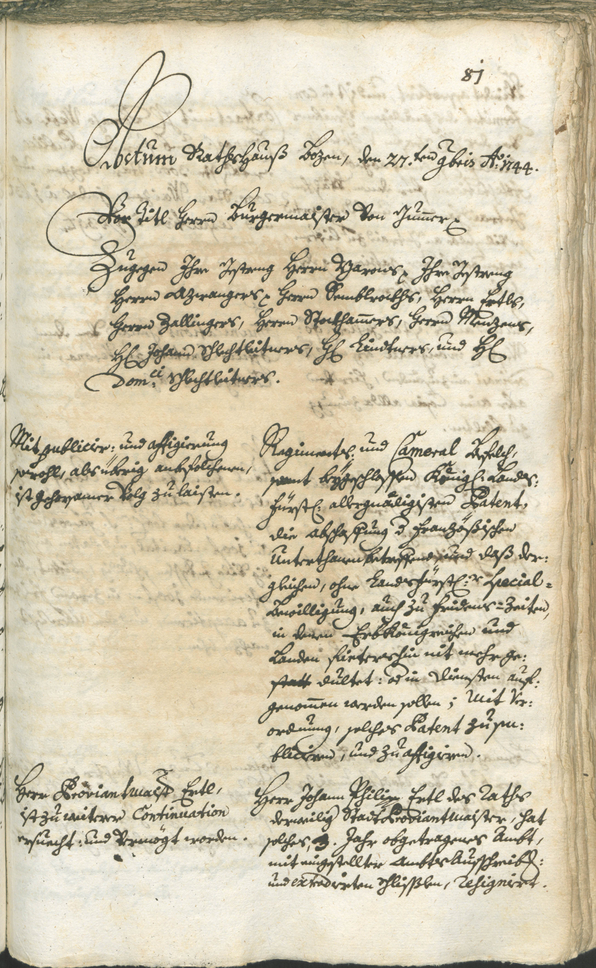 Civic Archives of Bozen-Bolzano - BOhisto Ratsprotokoll 1744/47 