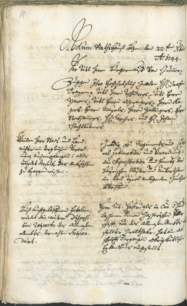 Archivio Storico della Città di Bolzano - BOhisto protocollo consiliare 1744/47 