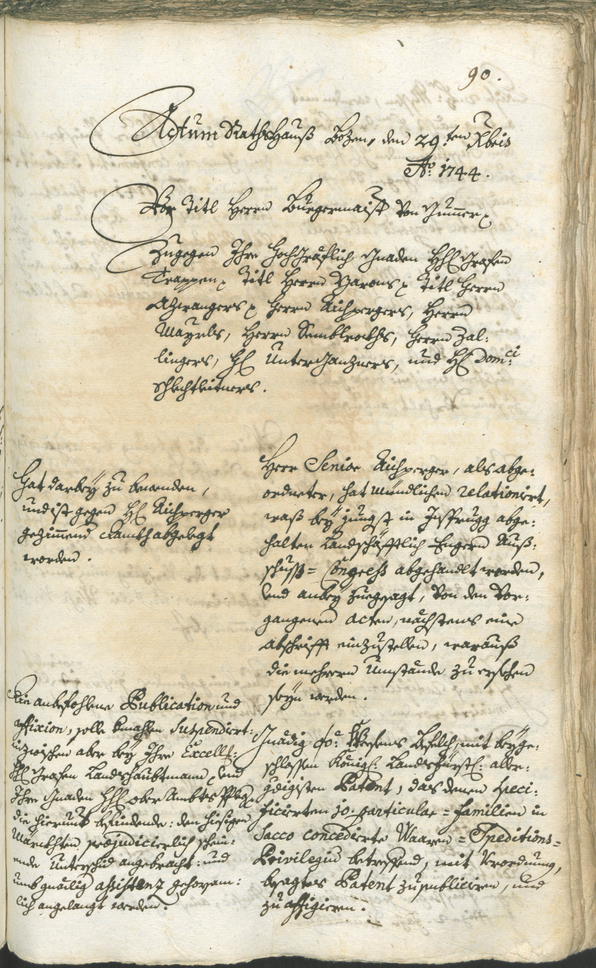 Stadtarchiv Bozen - BOhisto Ratsprotokoll 1744/47 