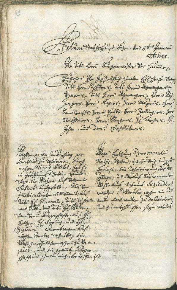 Stadtarchiv Bozen - BOhisto Ratsprotokoll 1744/47 