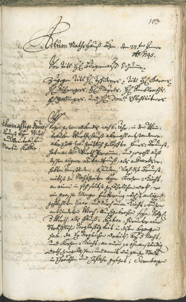 Stadtarchiv Bozen - BOhisto Ratsprotokoll 1744/47 