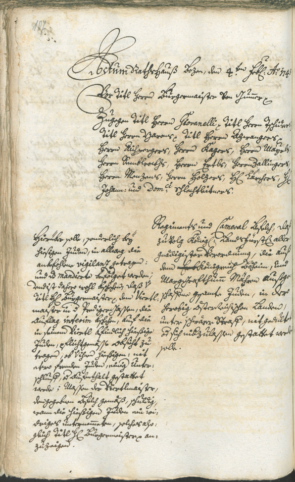 Stadtarchiv Bozen - BOhisto Ratsprotokoll 1744/47 