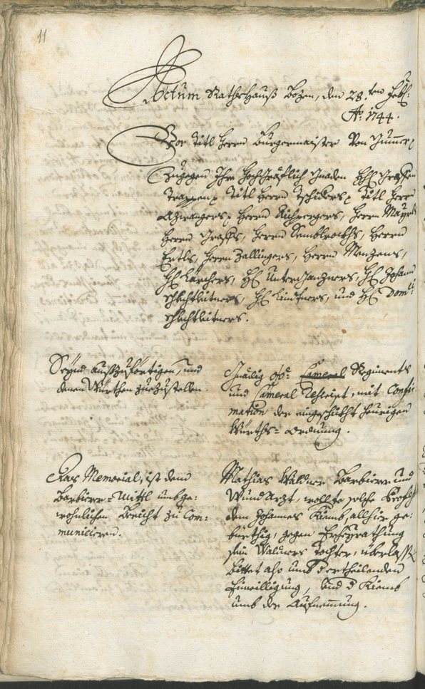 Stadtarchiv Bozen - BOhisto Ratsprotokoll 1744/47 