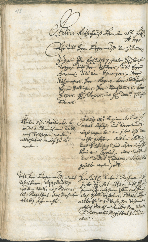 Stadtarchiv Bozen - BOhisto Ratsprotokoll 1744/47 