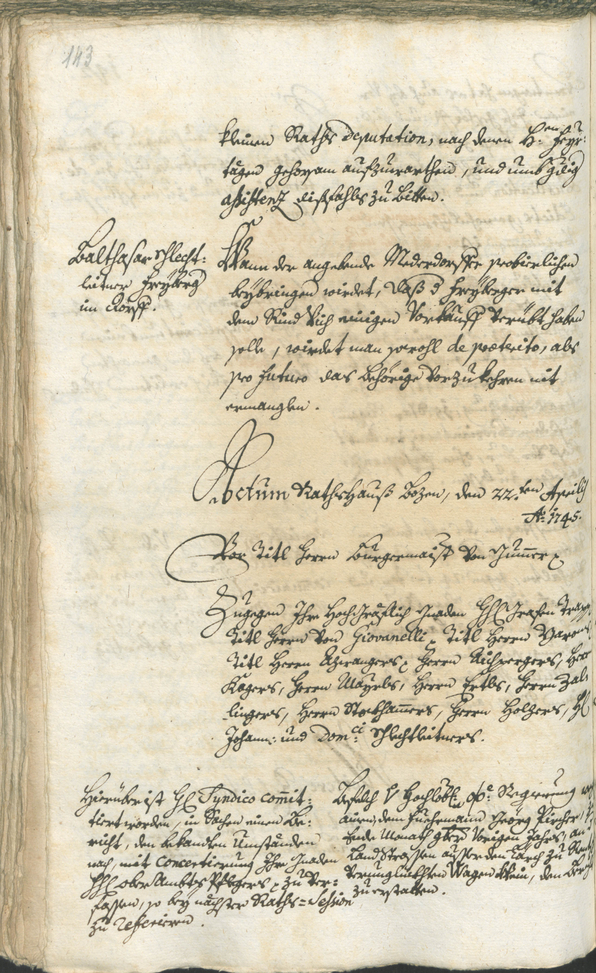 Stadtarchiv Bozen - BOhisto Ratsprotokoll 1744/47 