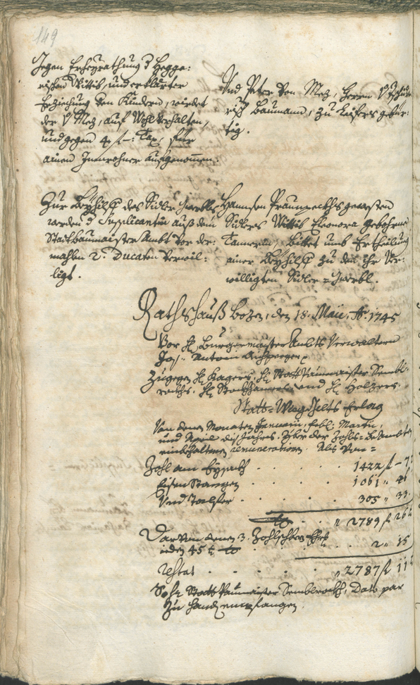 Civic Archives of Bozen-Bolzano - BOhisto Ratsprotokoll 1744/47 