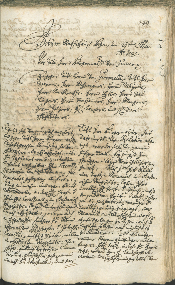 Stadtarchiv Bozen - BOhisto Ratsprotokoll 1744/47 