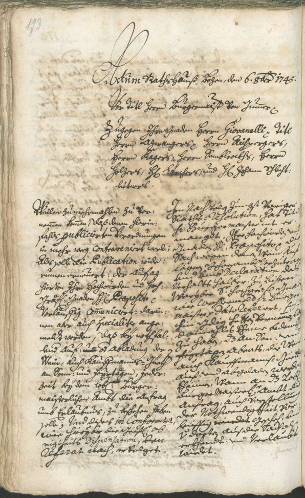 Stadtarchiv Bozen - BOhisto Ratsprotokoll 1744/47 