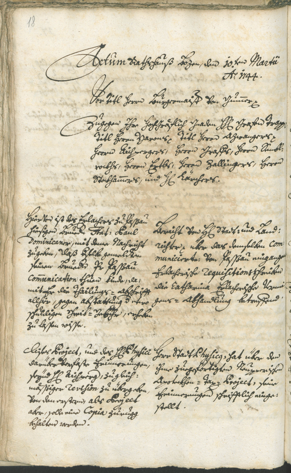 Stadtarchiv Bozen - BOhisto Ratsprotokoll 1744/47 