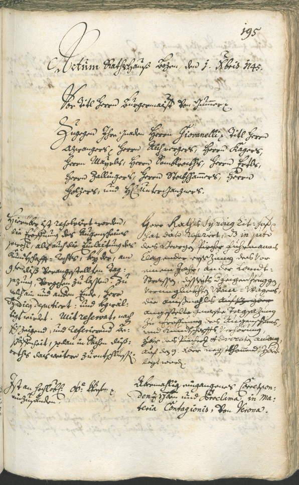 Stadtarchiv Bozen - BOhisto Ratsprotokoll 1744/47 