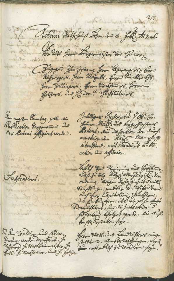 Stadtarchiv Bozen - BOhisto Ratsprotokoll 1744/47 