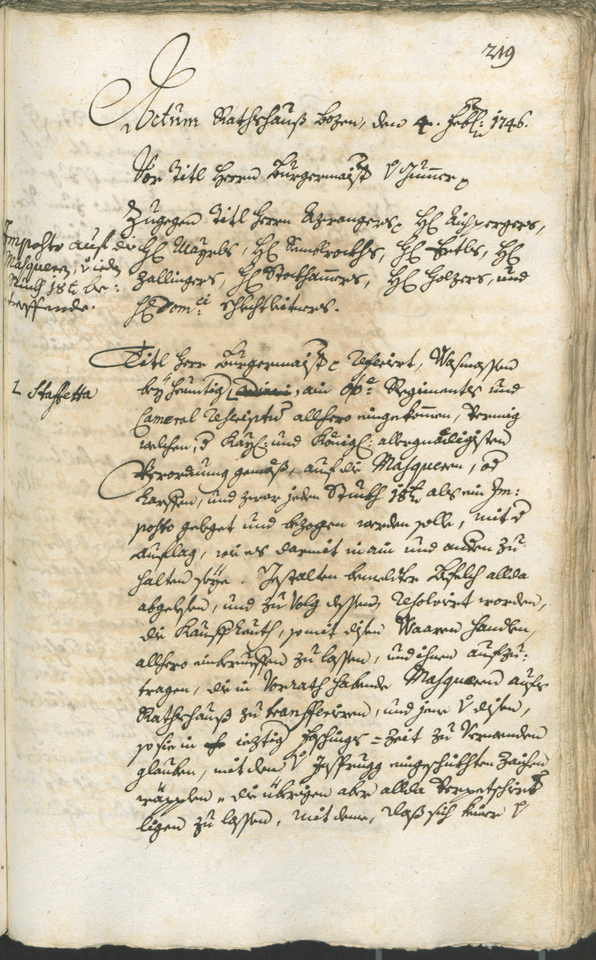 Stadtarchiv Bozen - BOhisto Ratsprotokoll 1744/47 