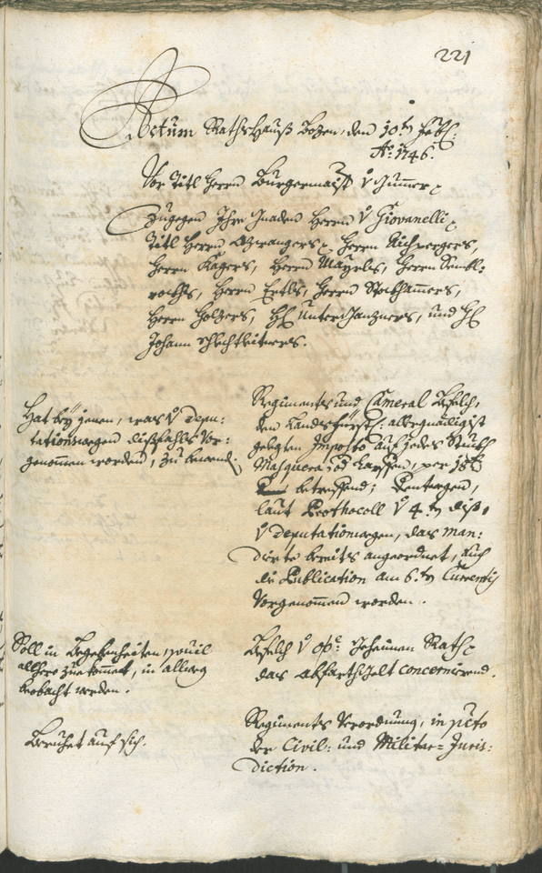 Stadtarchiv Bozen - BOhisto Ratsprotokoll 1744/47 