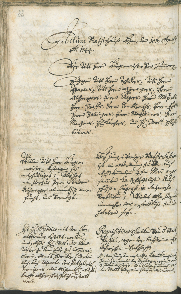 Civic Archives of Bozen-Bolzano - BOhisto Ratsprotokoll 1744/47 