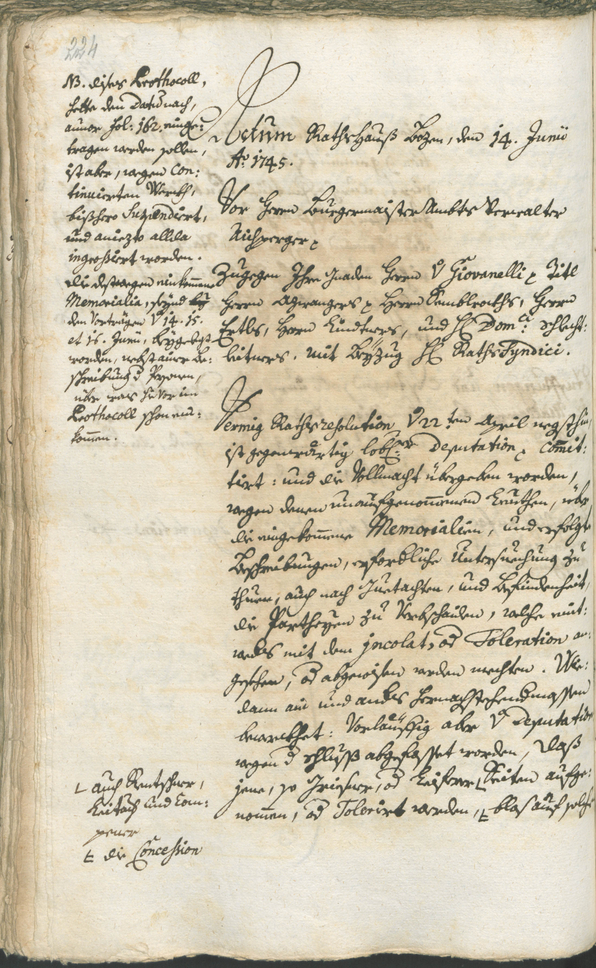 Stadtarchiv Bozen - BOhisto Ratsprotokoll 1744/47 