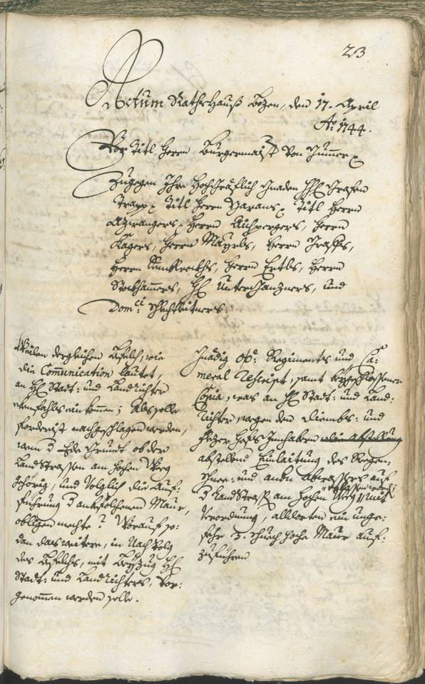 Archivio Storico della Città di Bolzano - BOhisto protocollo consiliare 1744/47 