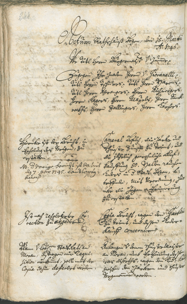 Stadtarchiv Bozen - BOhisto Ratsprotokoll 1744/47 