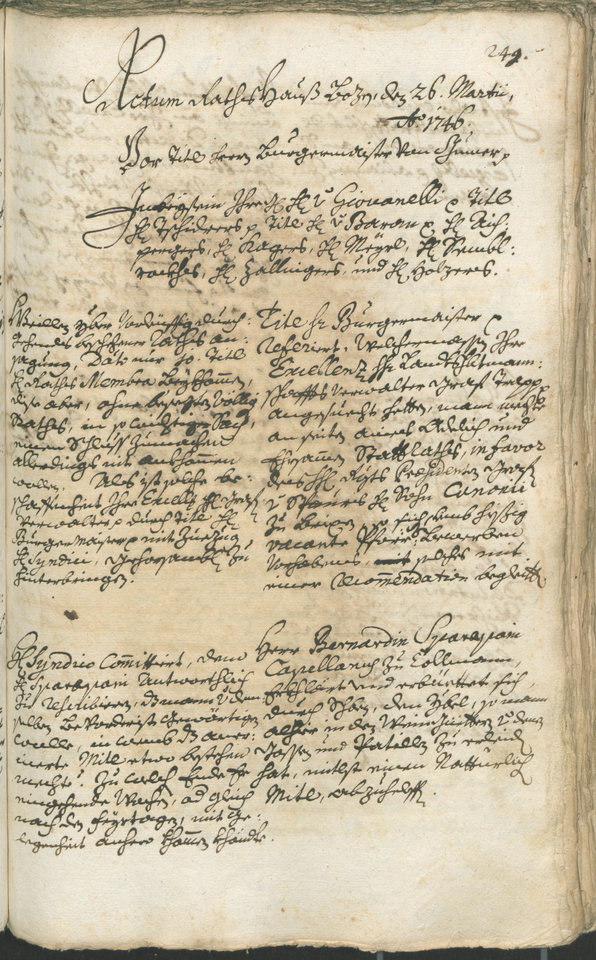 Stadtarchiv Bozen - BOhisto Ratsprotokoll 1744/47 