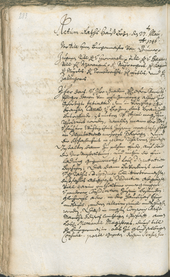 Stadtarchiv Bozen - BOhisto Ratsprotokoll 1744/47 