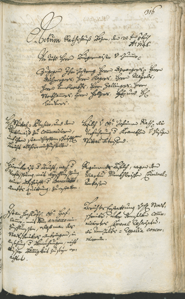 Stadtarchiv Bozen - BOhisto Ratsprotokoll 1744/47 