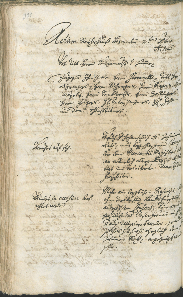 Stadtarchiv Bozen - BOhisto Ratsprotokoll 1744/47 