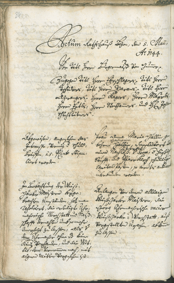 Archivio Storico della Città di Bolzano - BOhisto protocollo consiliare 1744/47 