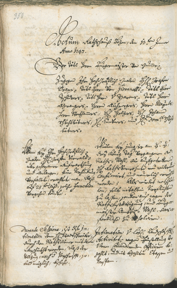 Stadtarchiv Bozen - BOhisto Ratsprotokoll 1744/47 