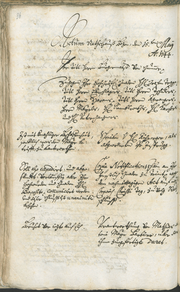 Stadtarchiv Bozen - BOhisto Ratsprotokoll 1744/47 