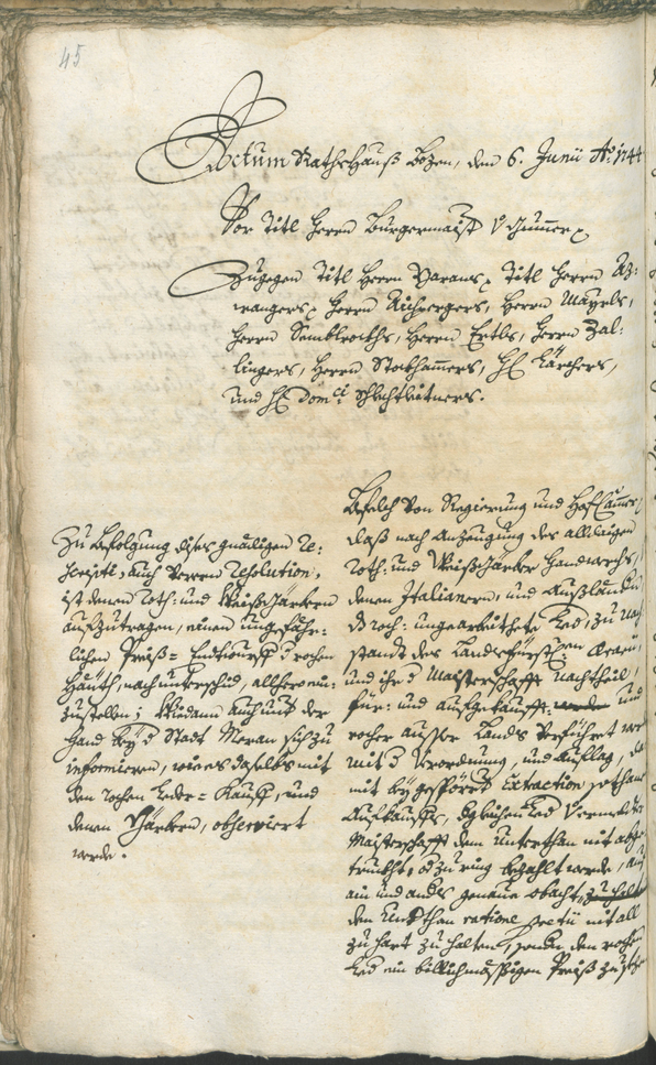 Stadtarchiv Bozen - BOhisto Ratsprotokoll 1744/47 