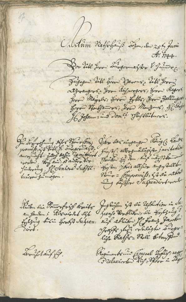 Stadtarchiv Bozen - BOhisto Ratsprotokoll 1744/47 