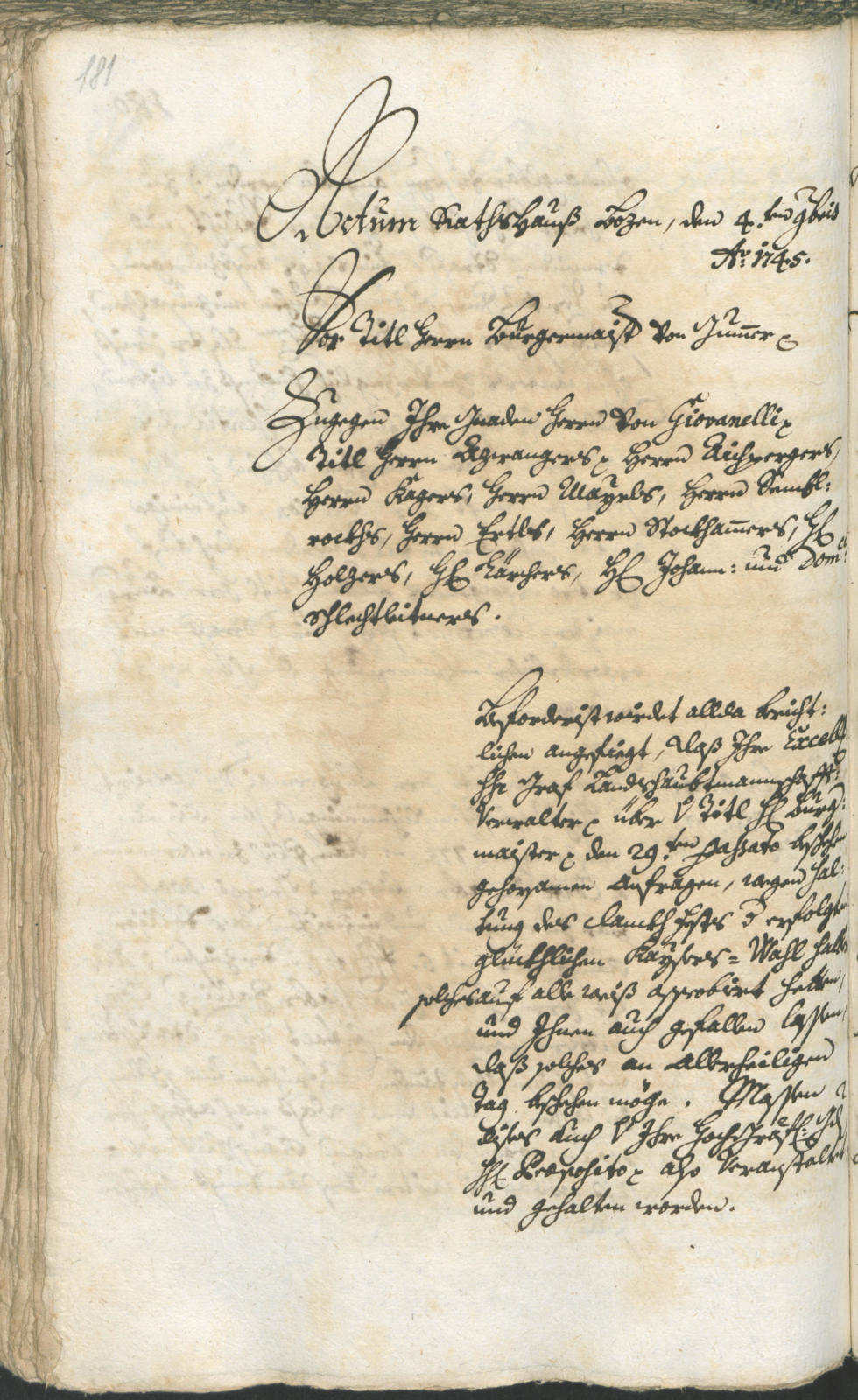 Stadtarchiv Bozen - BOhisto Ratsprotokoll 1744/47 