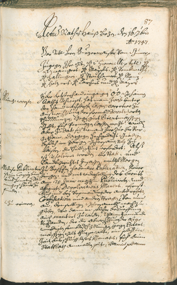 Archivio Storico della Città di Bolzano - BOhisto protocollo consiliare 1747/50 