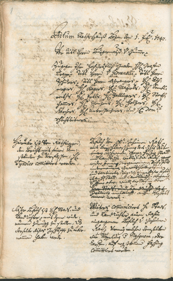 Stadtarchiv Bozen - BOhisto Ratsprotokoll 1747/50 