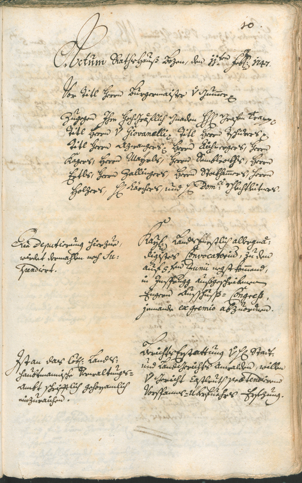 Stadtarchiv Bozen - BOhisto Ratsprotokoll 1747/50 