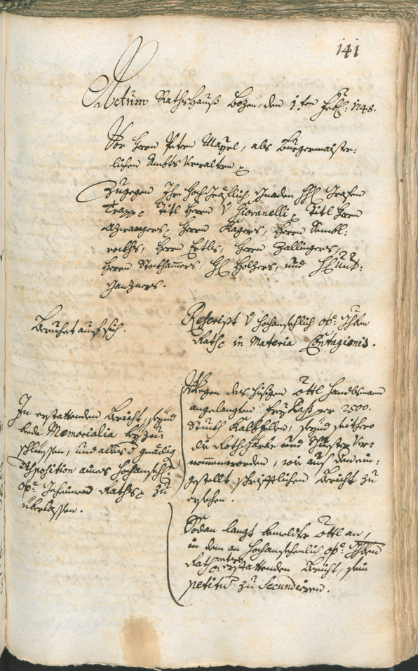 Civic Archives of Bozen-Bolzano - BOhisto Ratsprotokoll 1747/50 